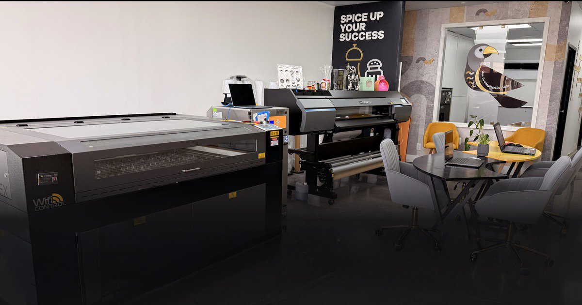 Laser cutter and printer at Prokea Studio in Tulsa